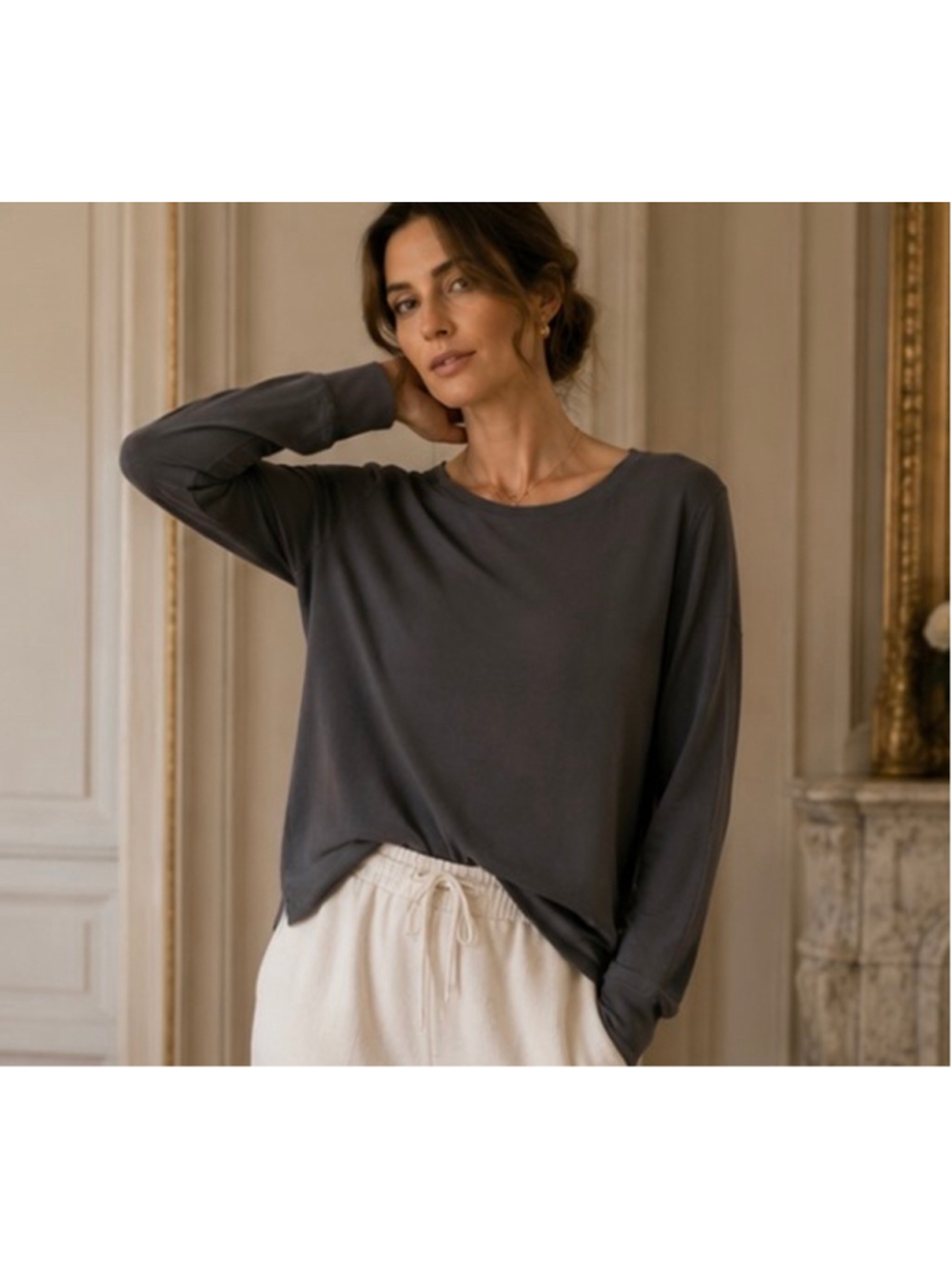 Women's Lunya Long Sleeve Restore Tee, Size XL, Grey